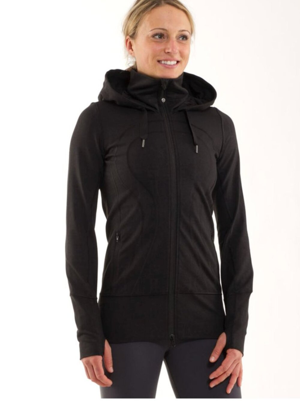 NWT Lululemon Stride Jacket II Black Full Zip Hoodie Thumbholes Size 2